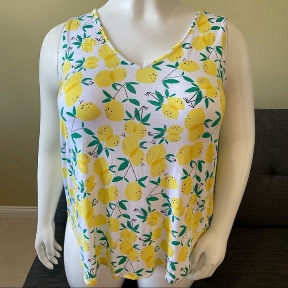 Summer Lemon Print V-Neck & Back Tank - Picture 2 of 6